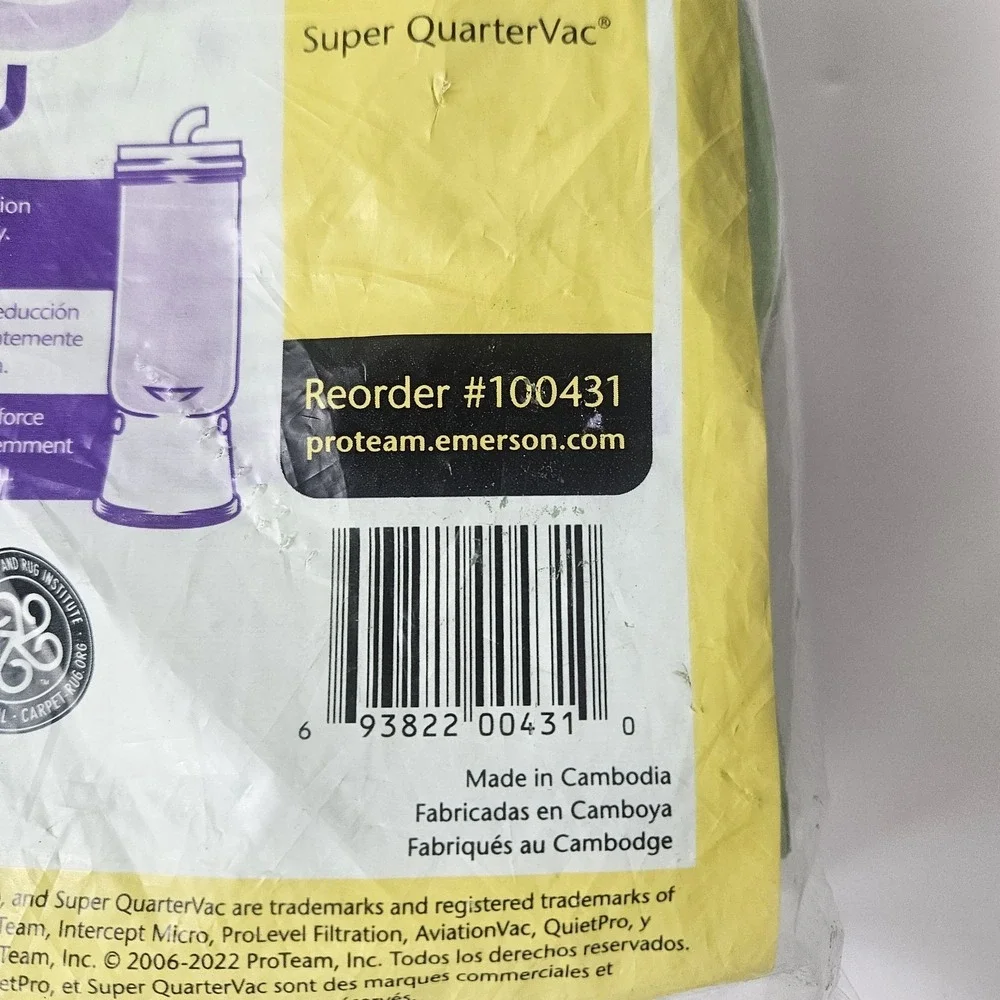 20-Pack GENUINE 100431 ProTeam Intercept Micro 6qt/6.6L Canister Vacuum Bags